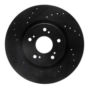 Acura NSX Brake Rotor (1) - Rear Left - R1 Concepts - Drilled & Slotted - Black - `97-`05